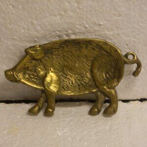 Vintage Brass Pig Jewelry Trinket Ring Dish